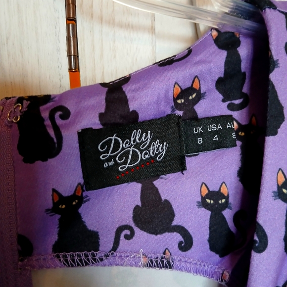 Dolly and Dotty Cat Purple & Black 3/4 Sleeve Billie Dress w/ Pockets - 4 - Picture 12 of 12